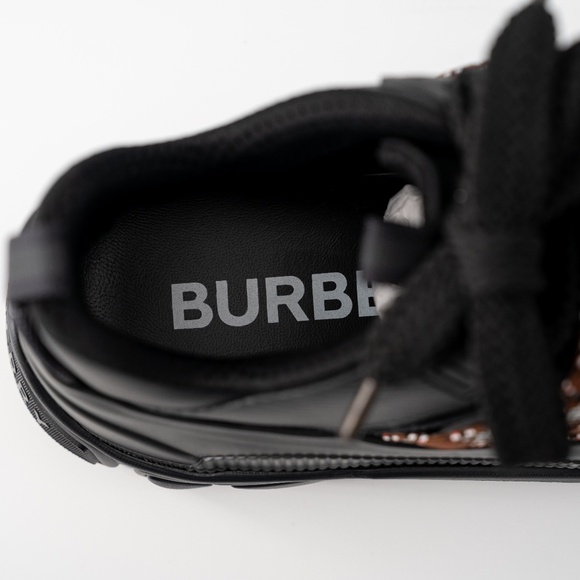 size 11 /EU 44 Burberry Arthur Lace Black Brown Sneakers Leather Big Laces main image 8